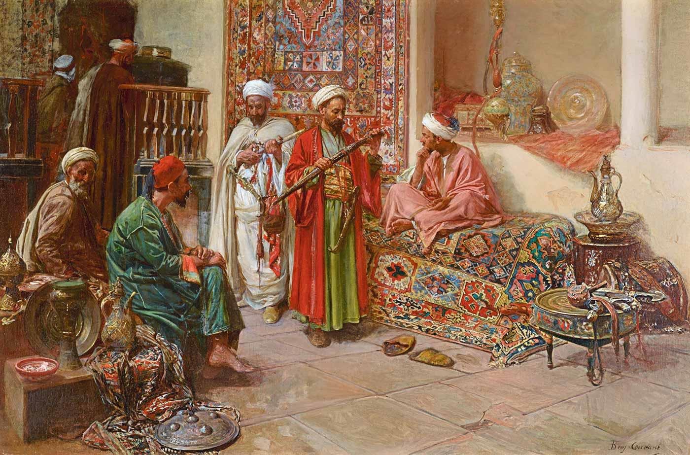 At the Bazaar by Jean Joseph Benjamin Constant as Art Print
