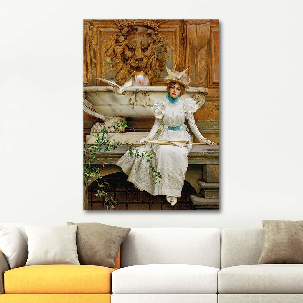 Vittorio Matteo Corcos Çeşme Başında Kanvas Tablo