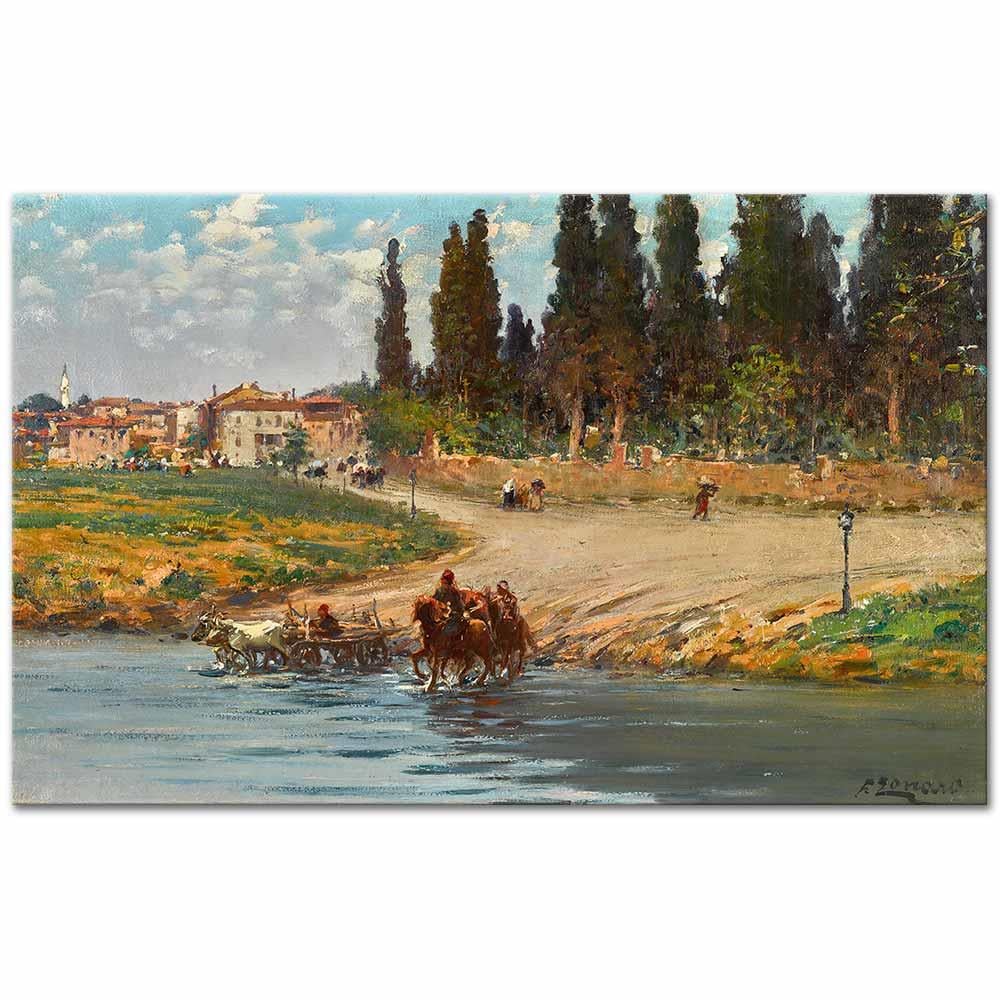 Fausto Zonaro Su Kıyısında Kanvas Tablo