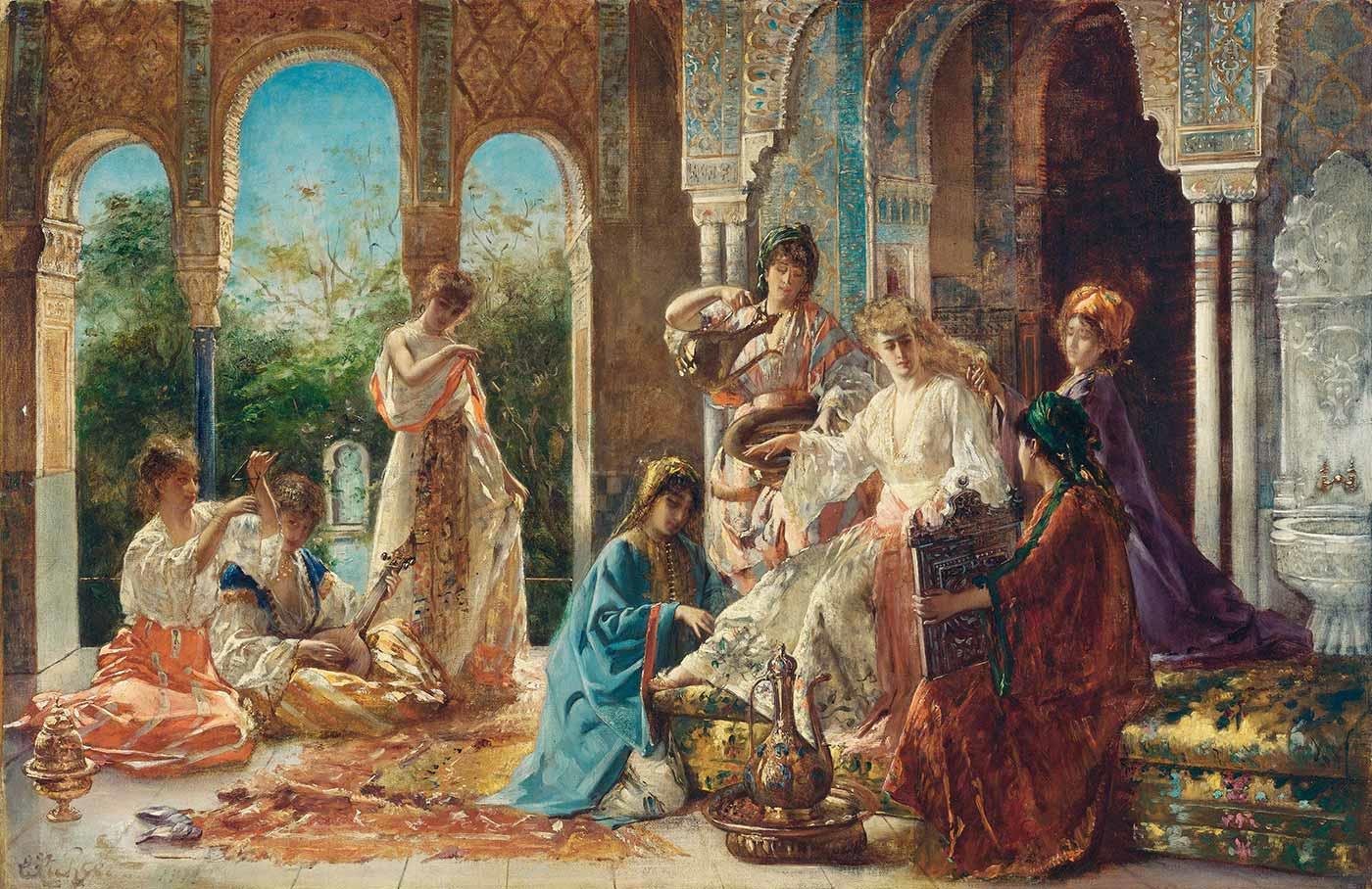 Attending The Favorite by Edouard Frederic Wilhelm Richter