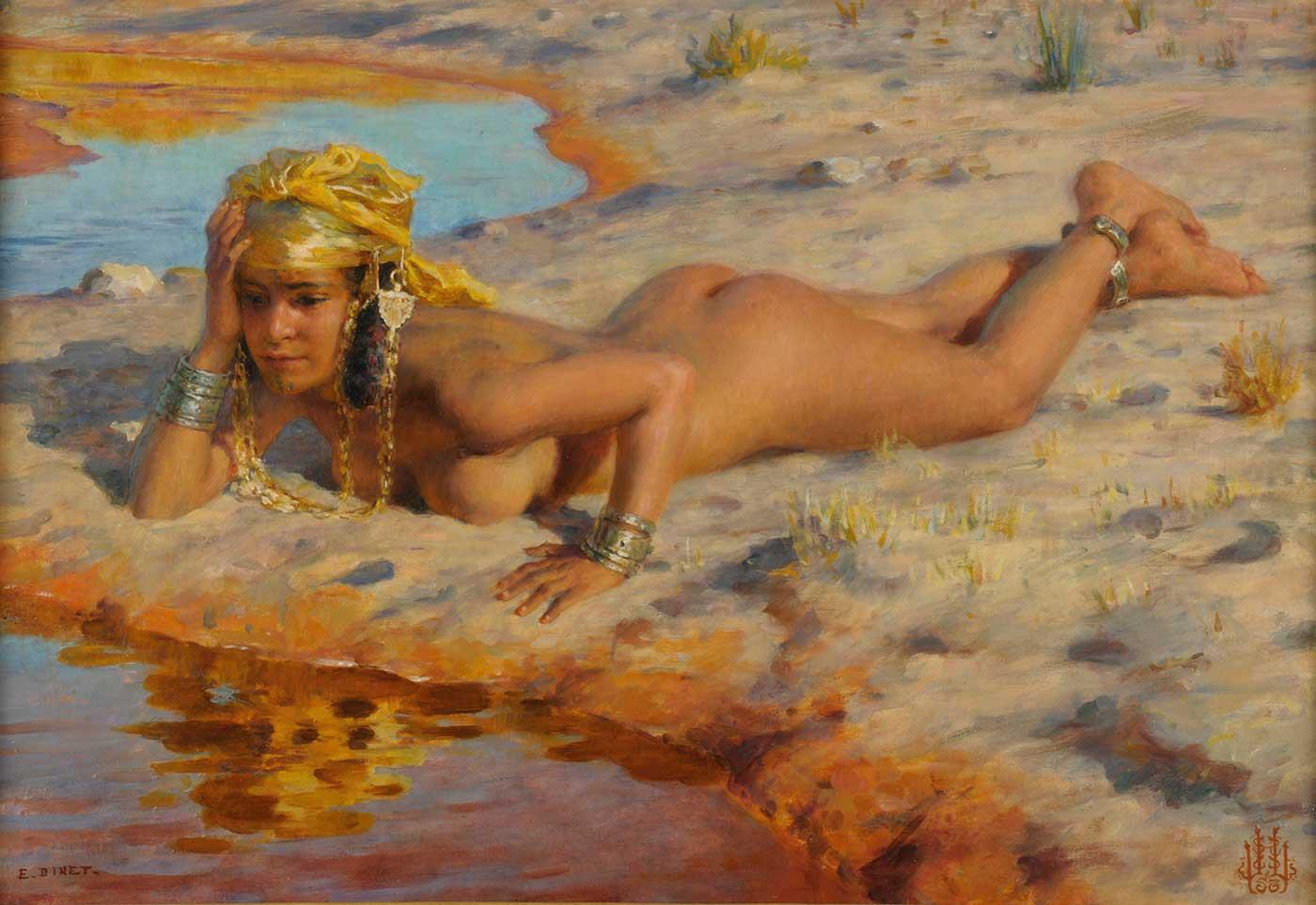 Etienne Dinet Su Kıyısında Kanvas Tablo