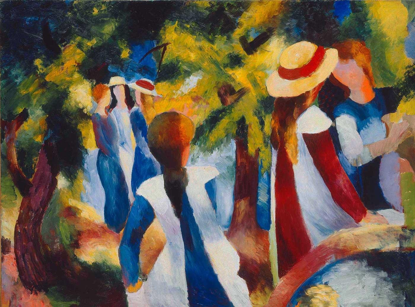 August Macke Yeşillikler İçinde Kızlar Kanvas Tablo