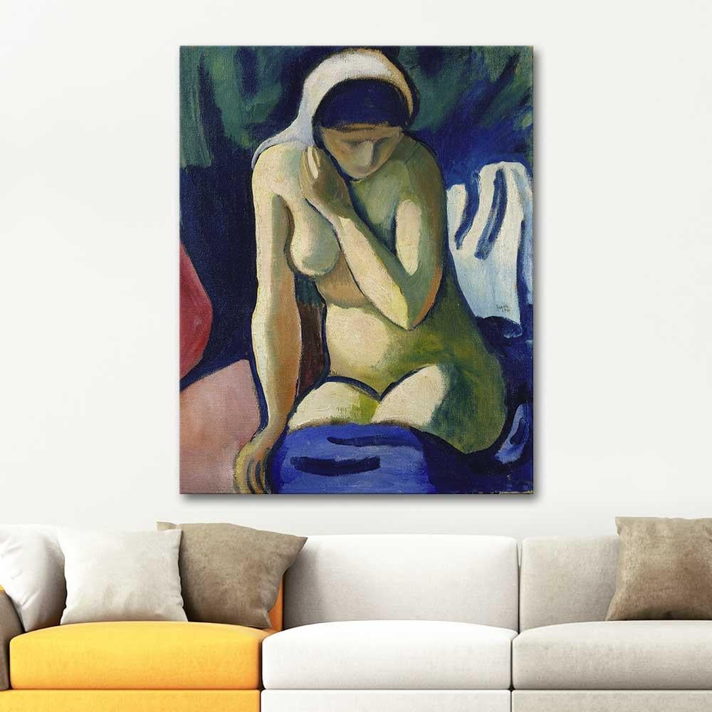 August Macke Başörtülü Çıplak Kız Kanvas Tablo