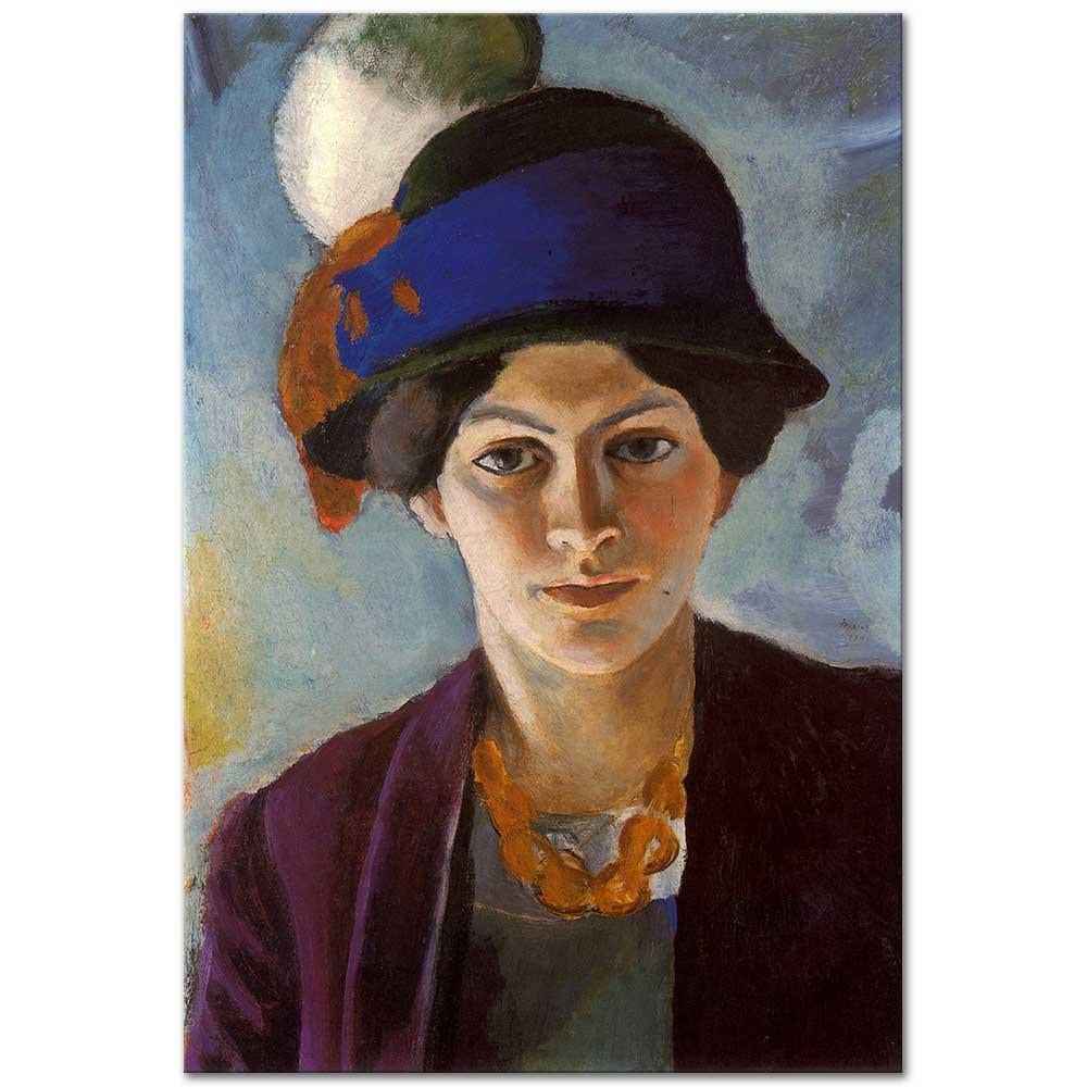 August Macke Eşinin Şapkalı Portresi Kanvas Tablo