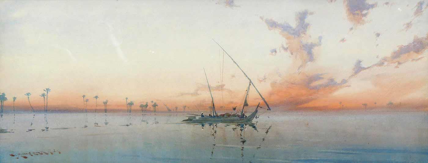 Augustus Osborne Lamplough Nil Üzerinde Yelkenli Kanvas Tablo