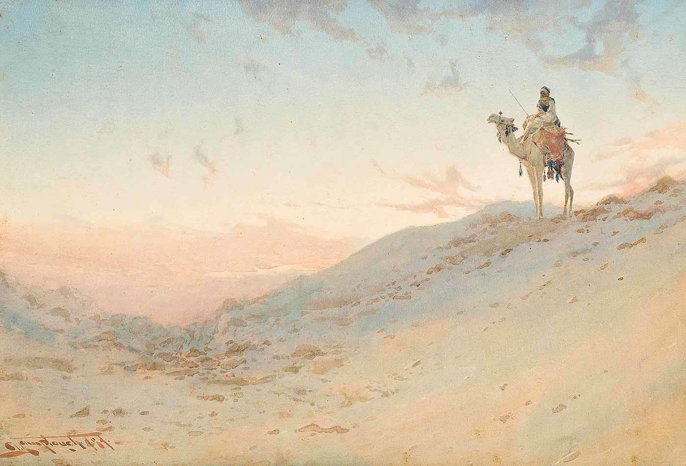 Augustus Osborne Lamplough Çölde Deve Üzerindeki Arap Kanvas Tablo