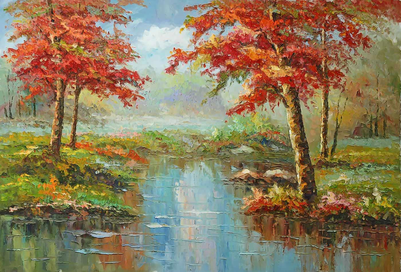 Autumn by the Stream as Art Print