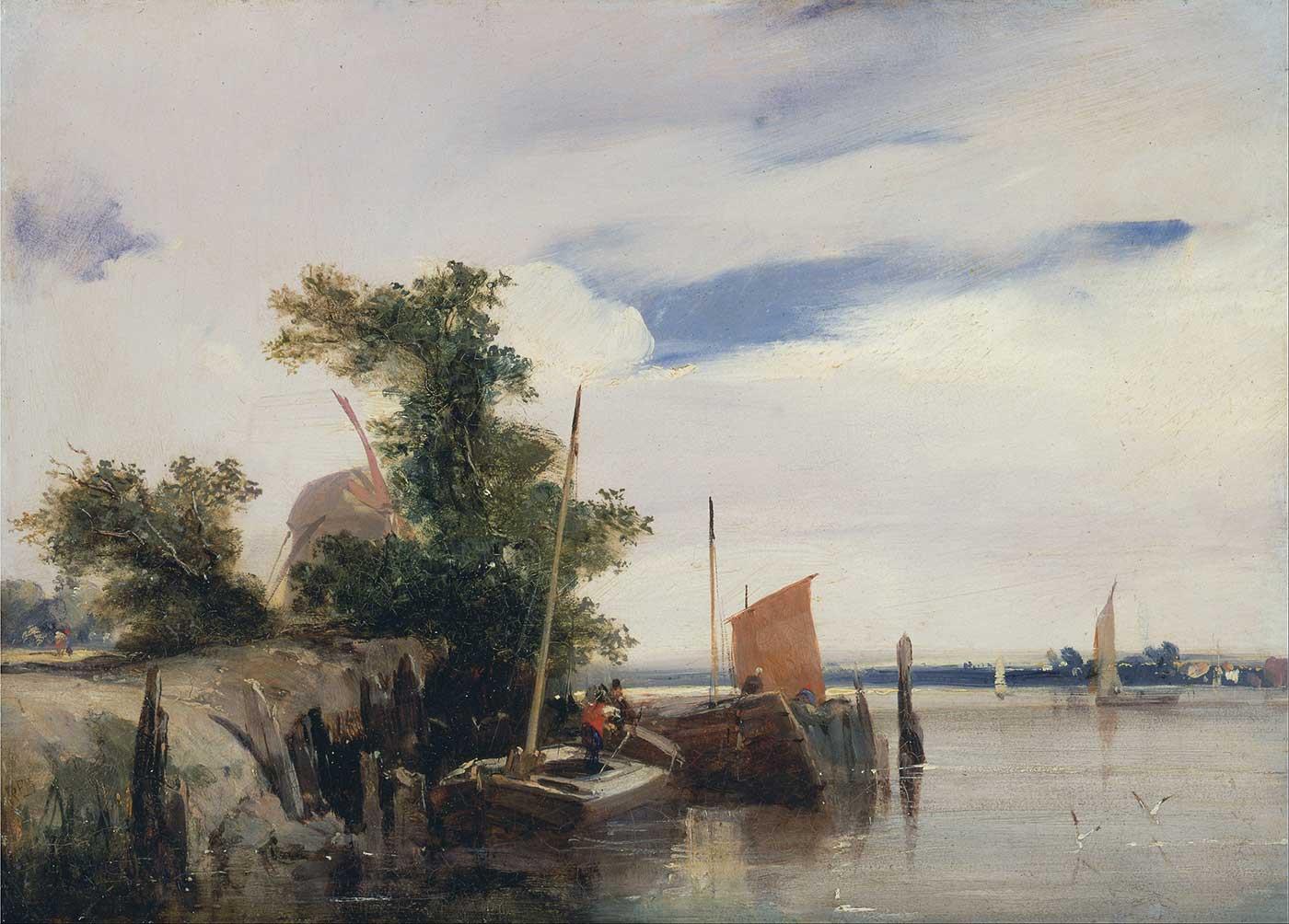 Barges on a River by Richard Parkes Bonington
