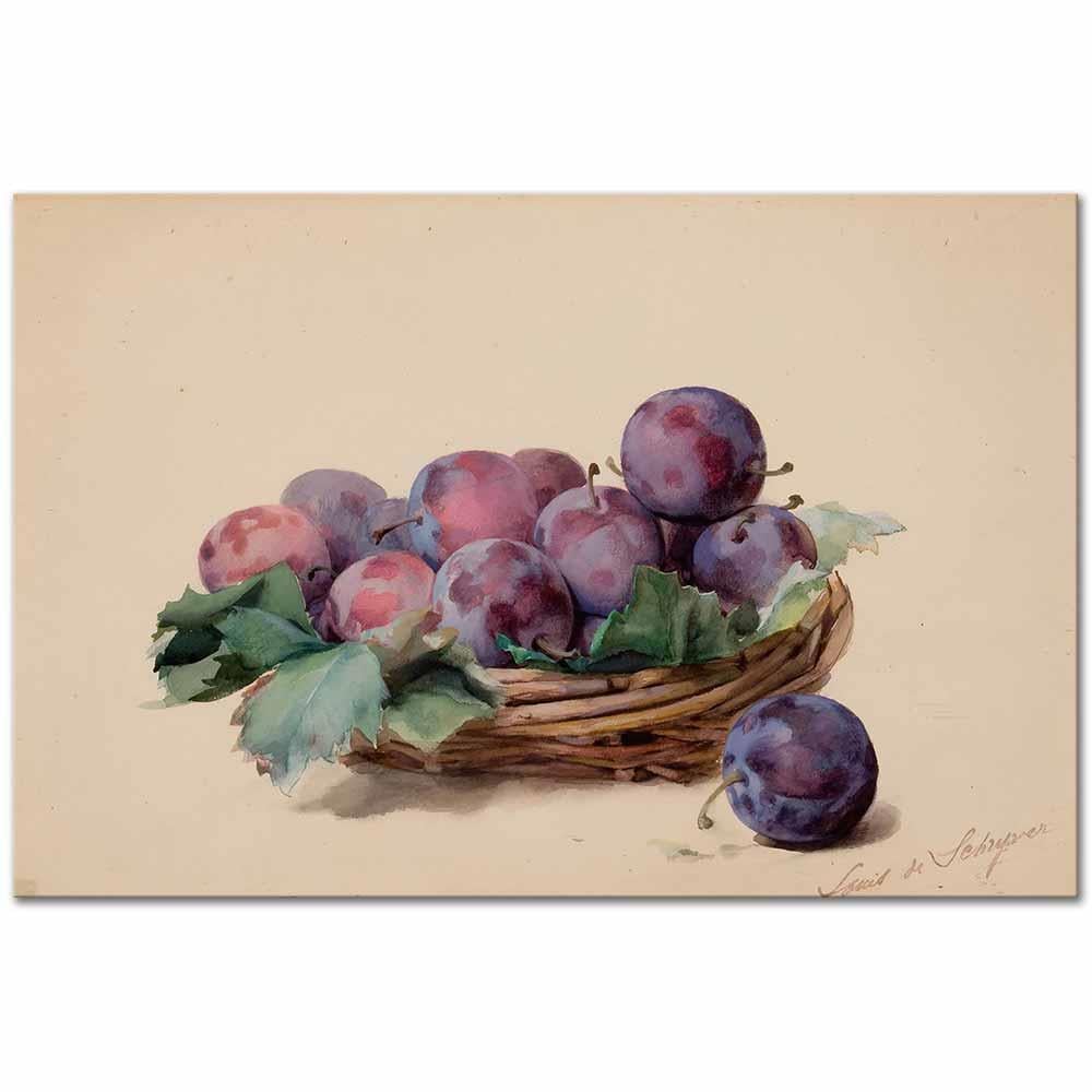 Basket of Plums by Louis Marie de Schryver as Art Print