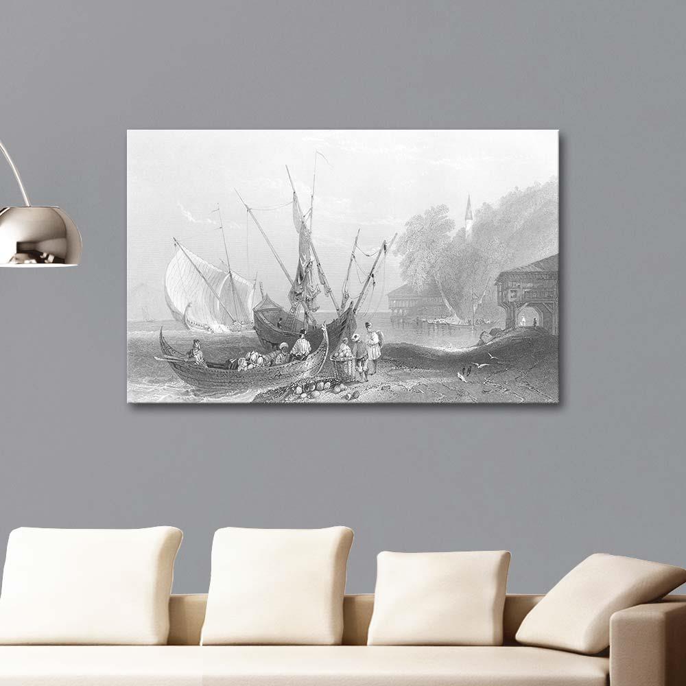 William Henry Bartlett Boğaziçi Sahilinden Bebek Kanvas Tablo