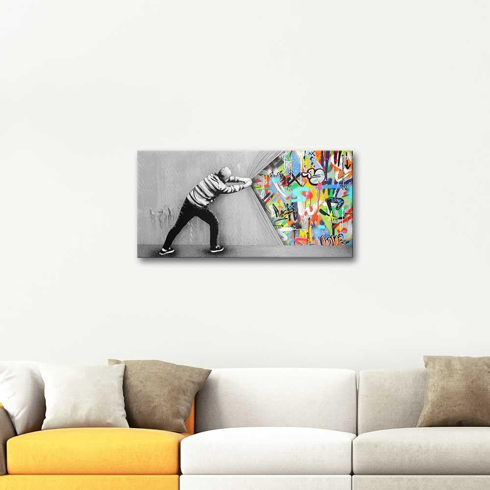 Banksy Perdenin Arkası Kanvas Tablo