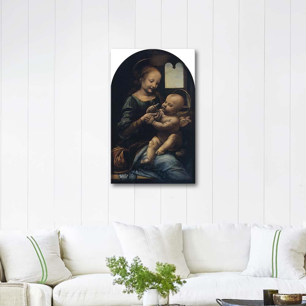Leonardo Da Vinci Çiçeklerle Meryem Kanvas Tablo