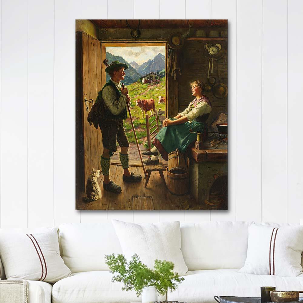 Besuch auf der Alm by Emil Rau as Art Print