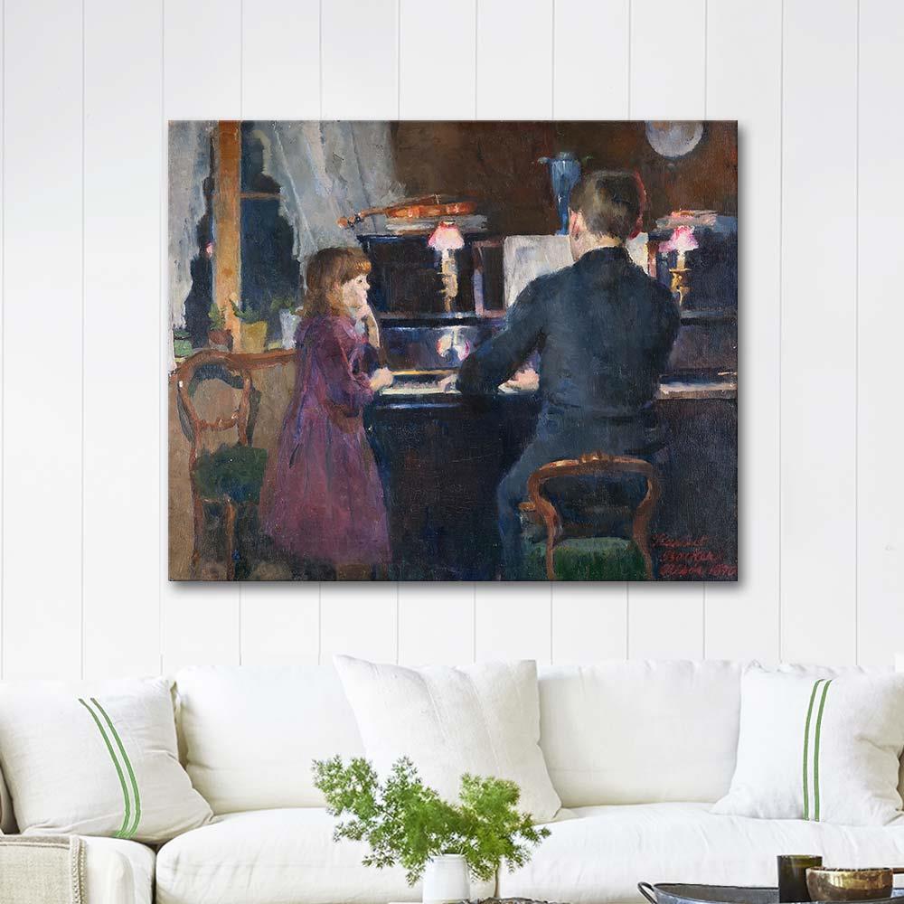 Harriet Backer Büyük Ağabey Çalarken Kanvas Tablo