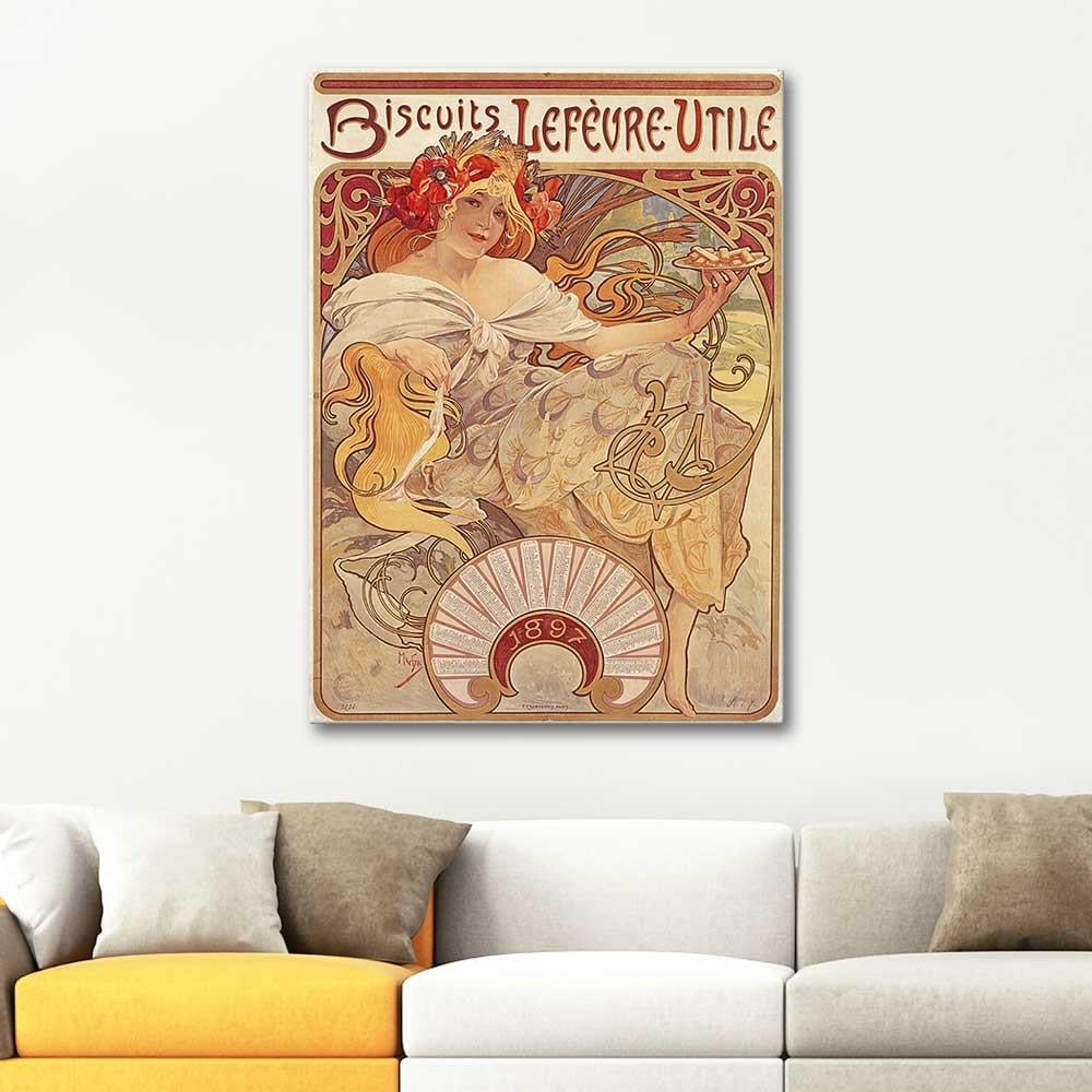 Alphonse Mucha Biscuits Lefevre-Utile Kanvas Tablo