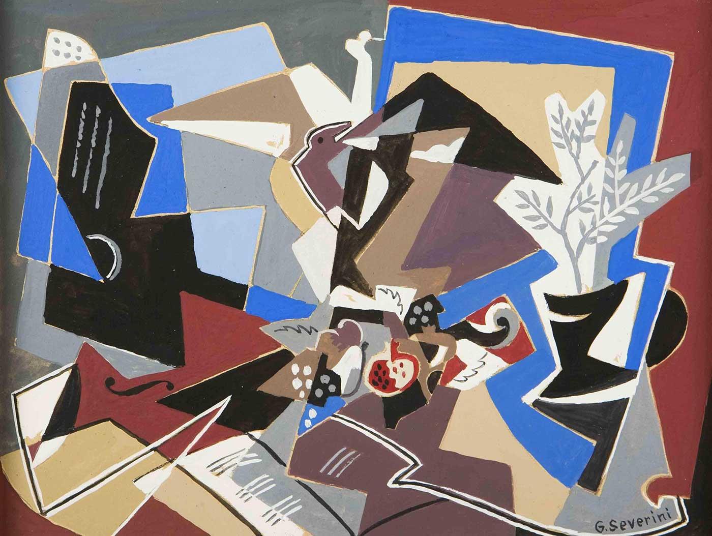 Gino Severini Mavi Kompozisyon Kanvas Tablo