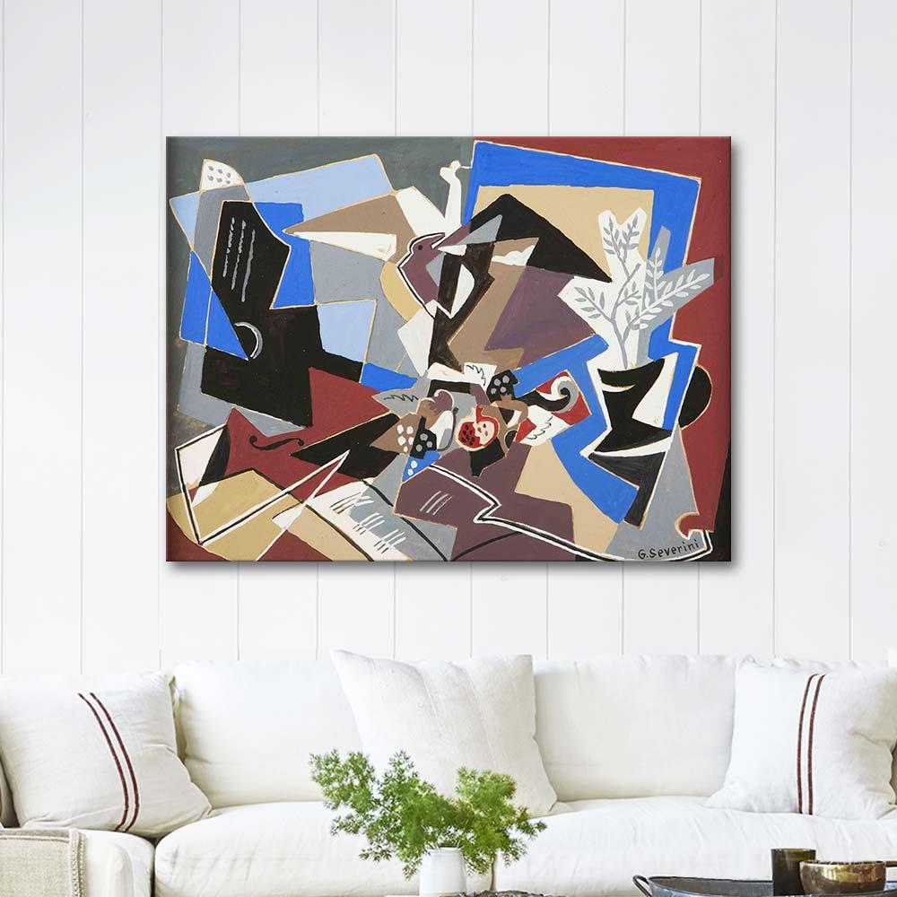 Gino Severini Mavi Kompozisyon Kanvas Tablo