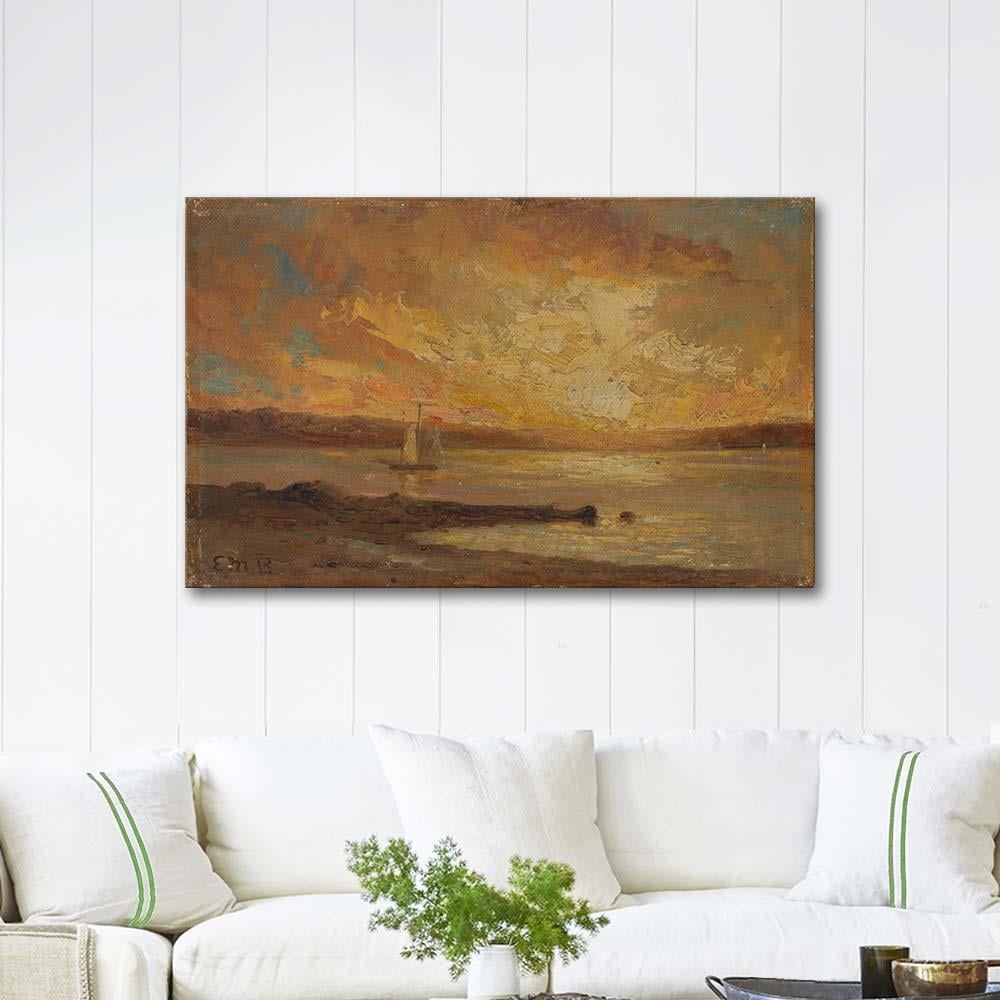 Edward Mitchell Bannister Denizdeki Tekne Kanvas Tablo