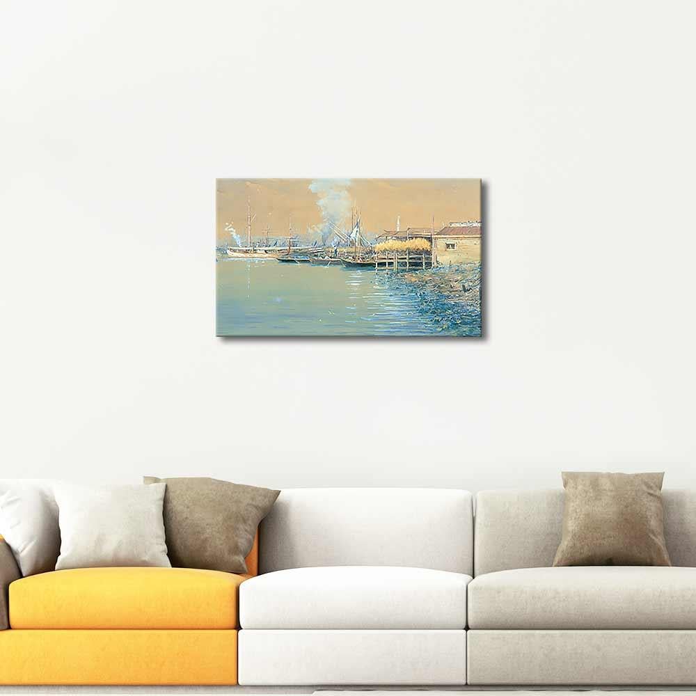 Boats at the Piere by Fausto Zonaro as Art Print