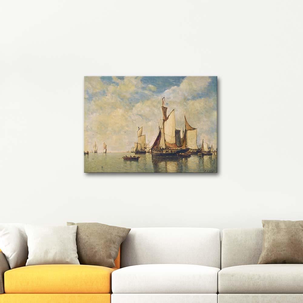 Boats in a Harbor by Paul Jean Clays as Art Print