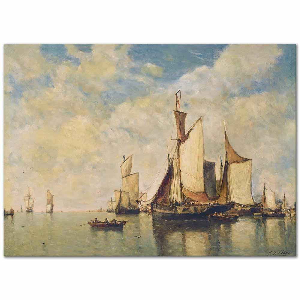 Boats in a Harbor by Paul Jean Clays as Art Print