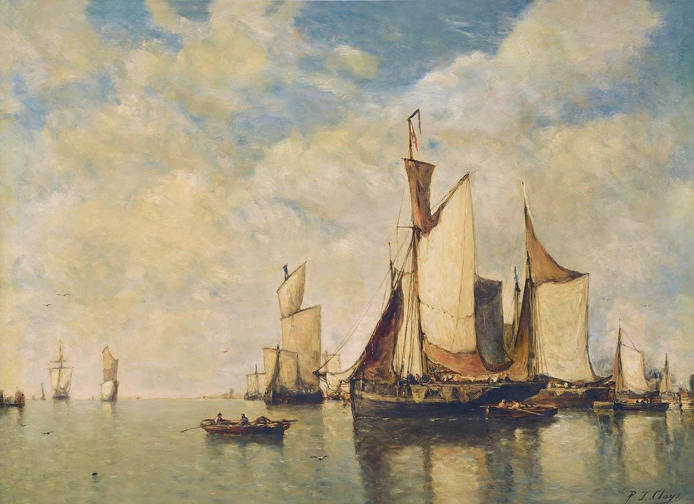 Boats in a Harbor by Paul Jean Clays as Art Print