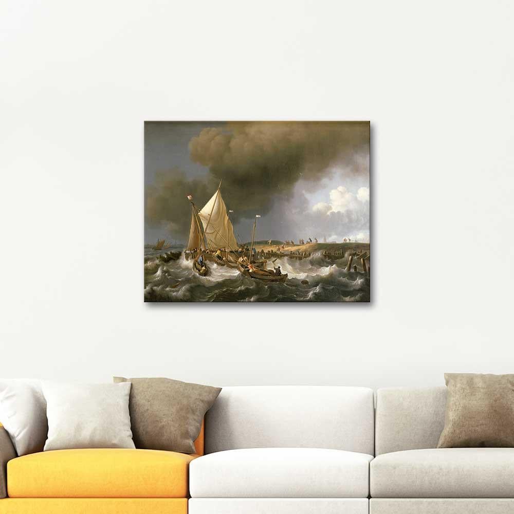 Boats in a Storm by Ludolf Backhuysen as Art Print