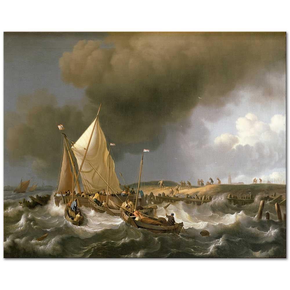 Boats in a Storm by Ludolf Backhuysen as Art Print