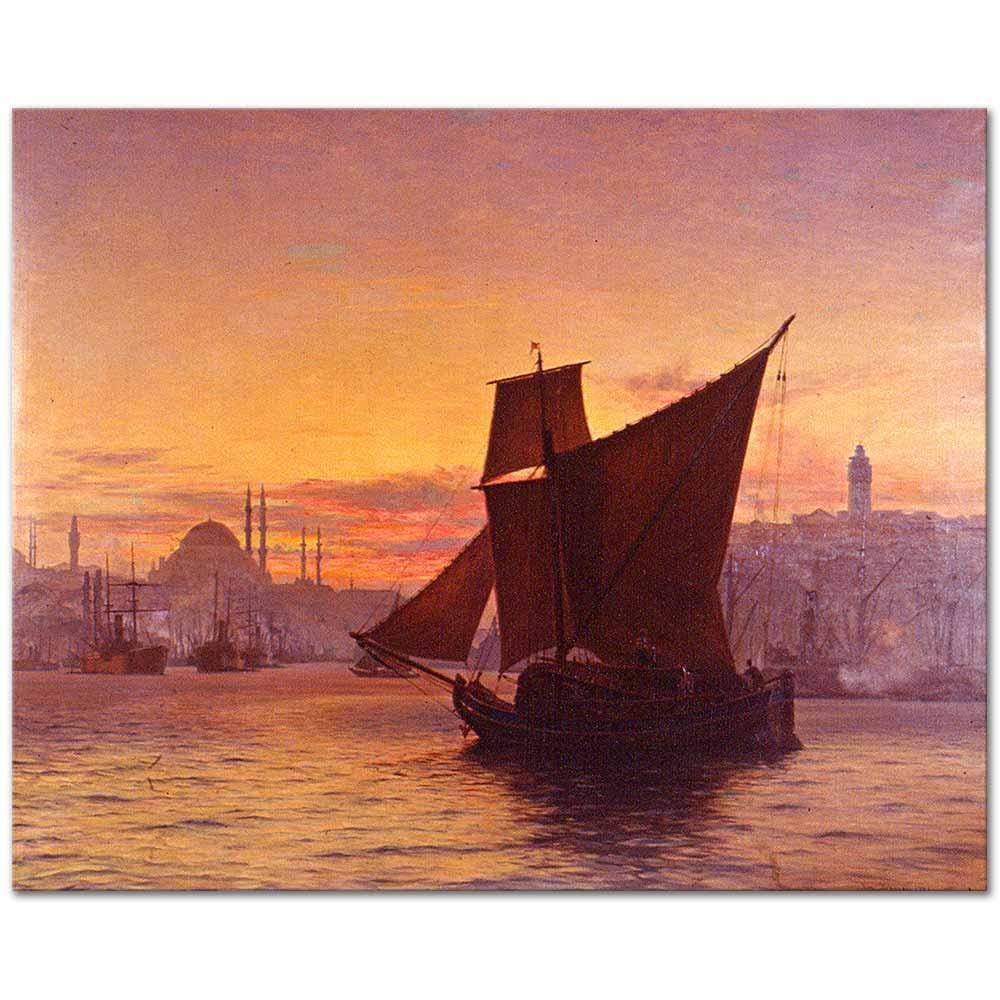 Vilhelm Karl Ferdinand Arnesen Boğazda Tekneler Kanvas Tablo