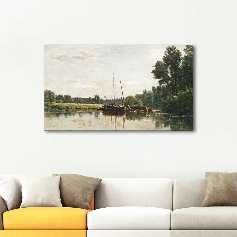Charles Francois Daubigny Oise'de Tekneler Kanvas Tablo