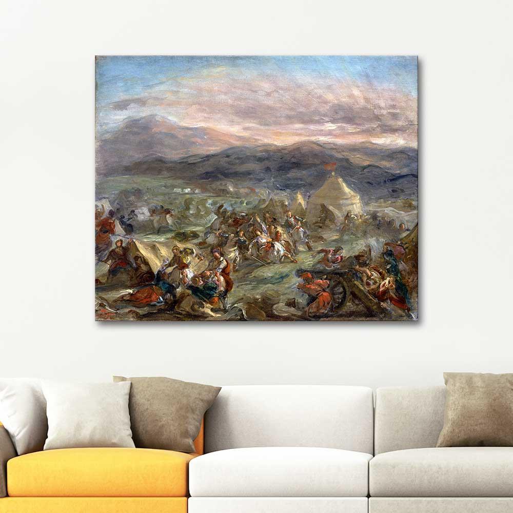 Eugene Delacroix Botzaris'in Türk Ordugahına Sürpriz Saldırısı Kanvas Tablo