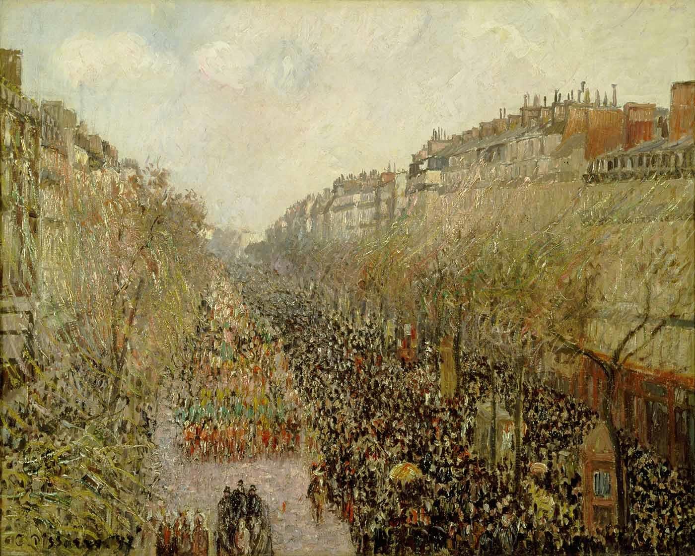 Camille Pissarro Mardi Gras Karnavalı Boulevard Montmartre Kanvas Tablo