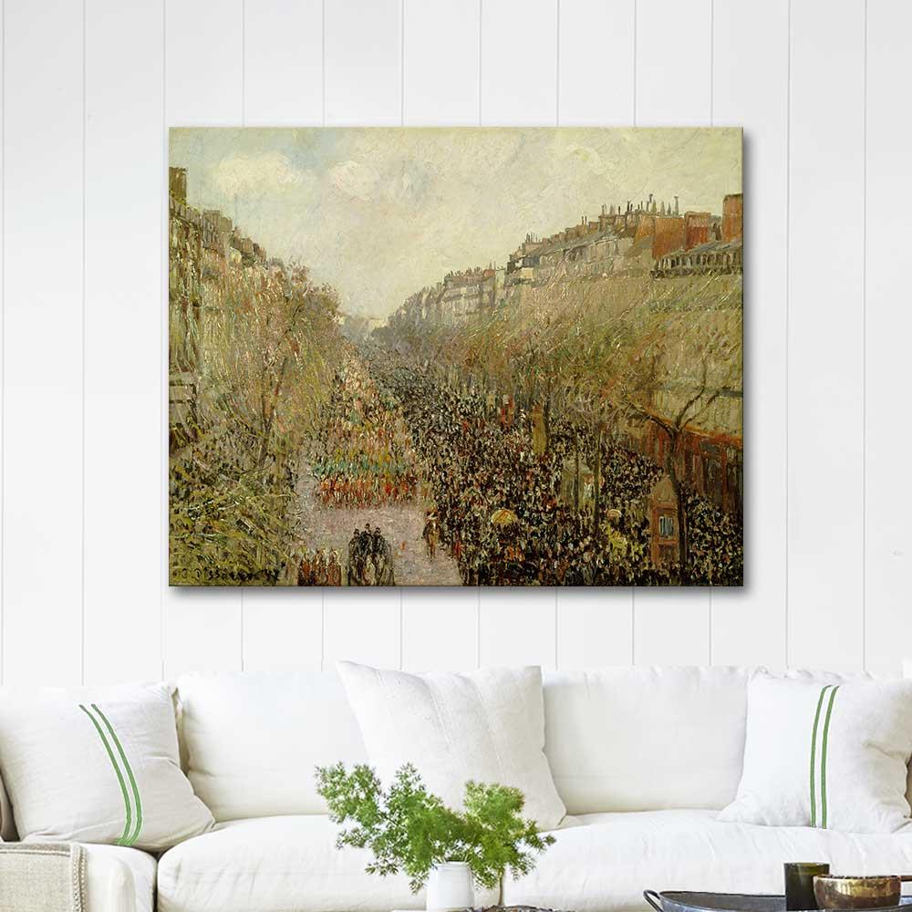 Camille Pissarro Mardi Gras Karnavalı Boulevard Montmartre Kanvas Tablo