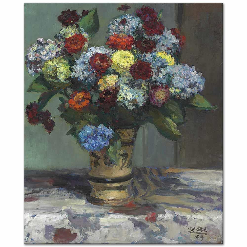 Jacques-Emile Blanche Ortancalar ile Çiçek Buketi Kanvas Tablo