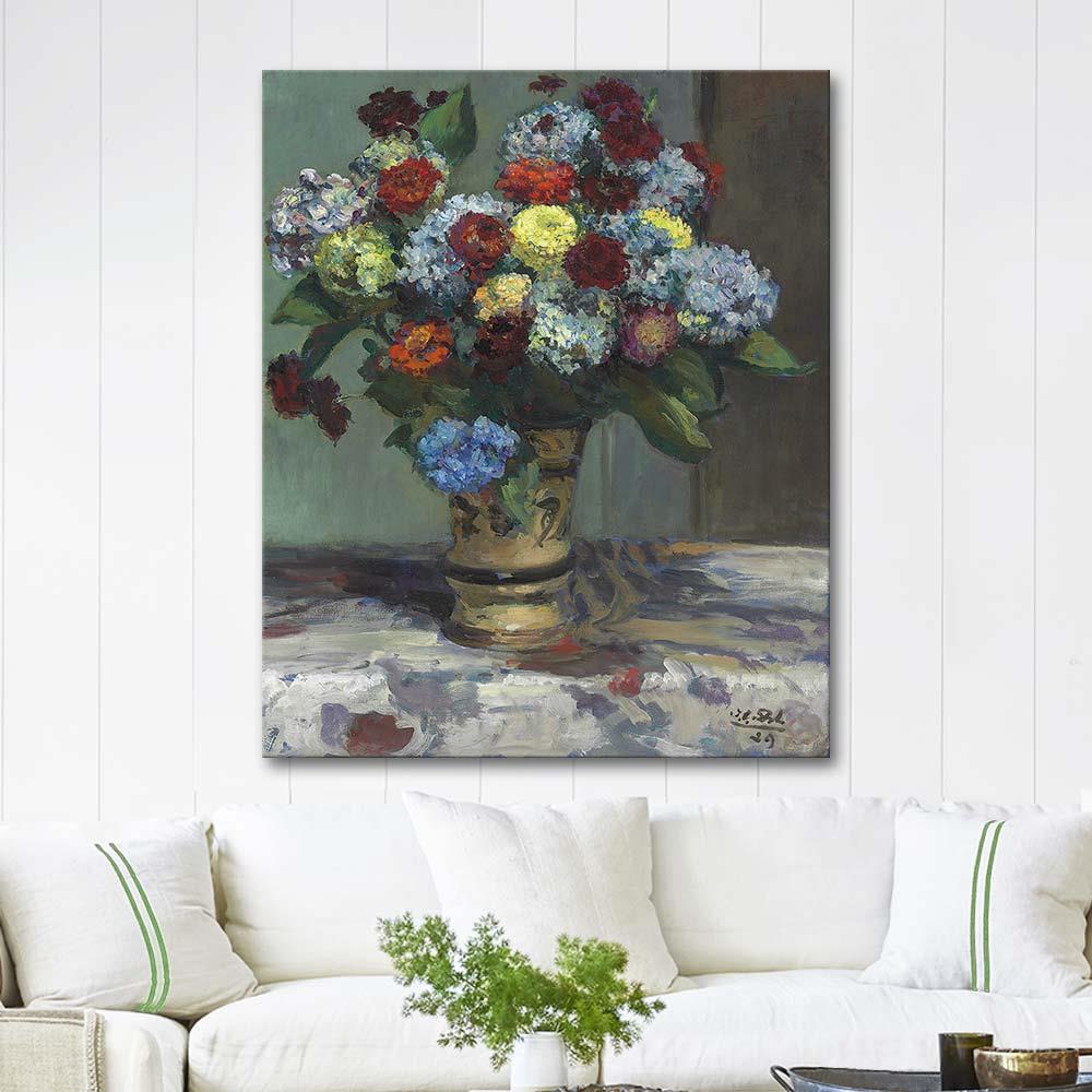 Jacques-Emile Blanche Ortancalar ile Çiçek Buketi Kanvas Tablo