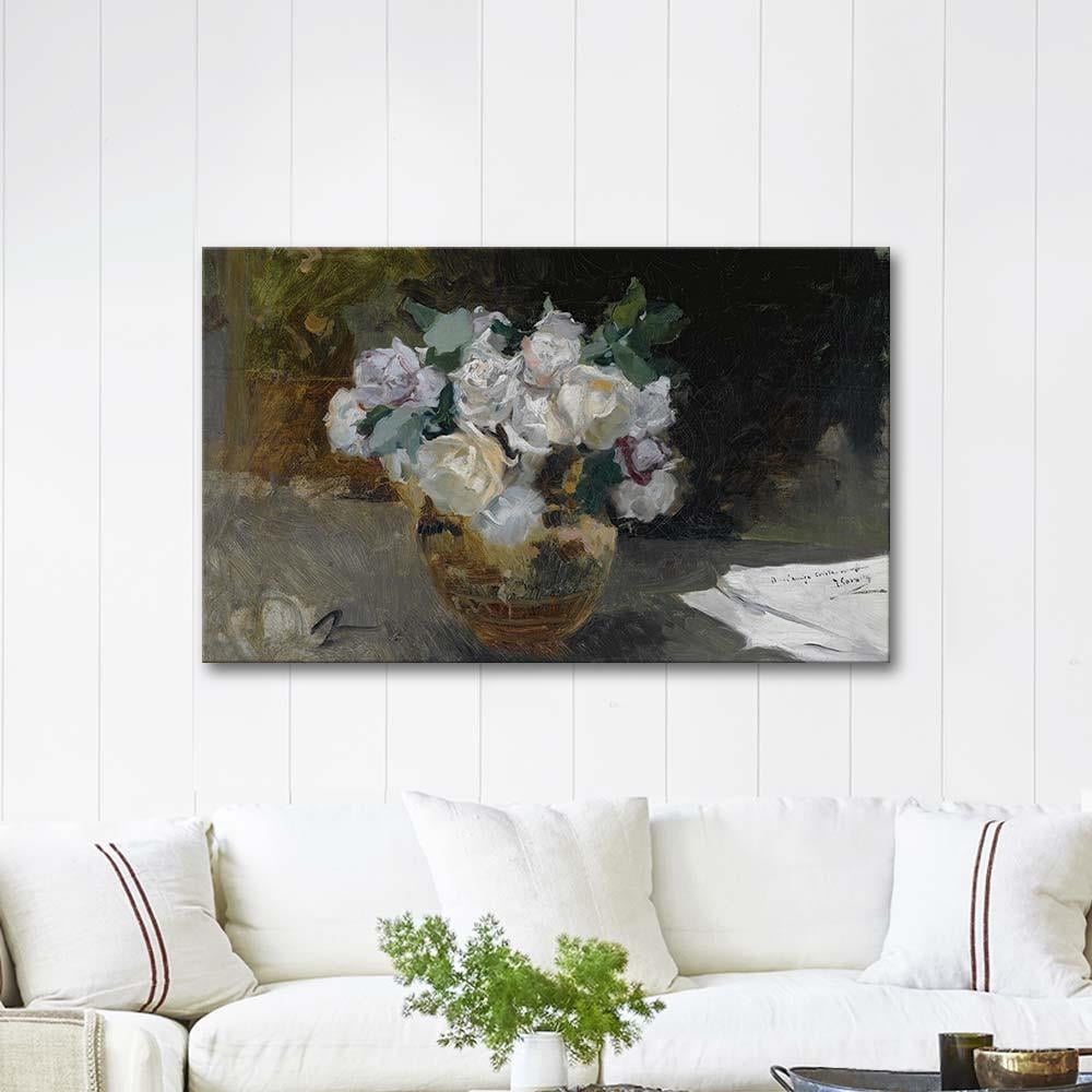 Joaquin Sorolla Beyaz Gülller Kanvas Tablo