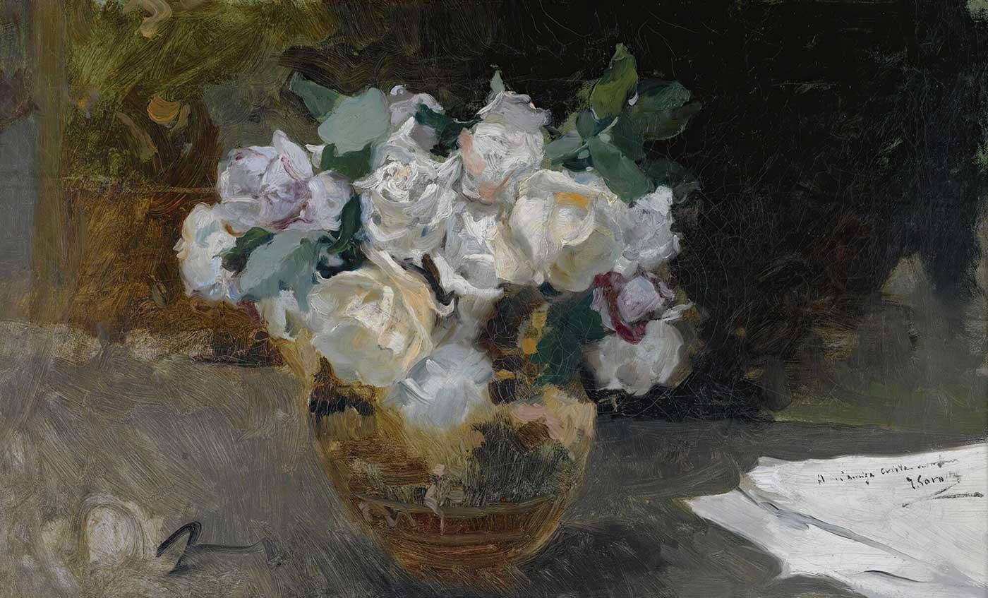 Joaquin Sorolla Beyaz Gülller Kanvas Tablo