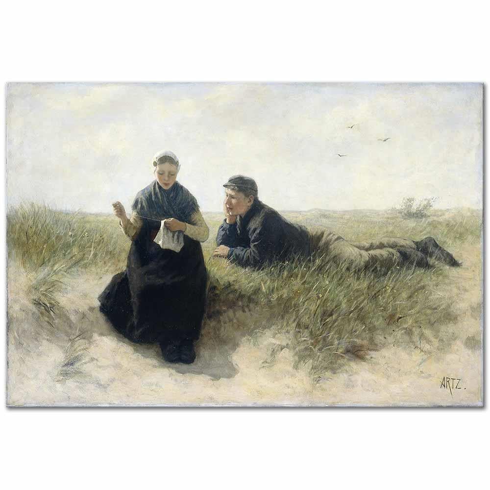 Boy and Girl in the Dunes by Adolph Artz as Art Print
