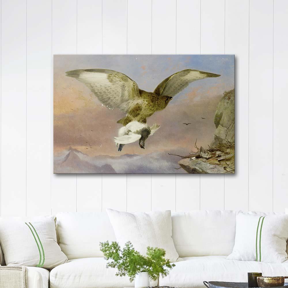 Richard Ansdell Şahin Kar Tavuğunu Götürürken Kanvas Tablo