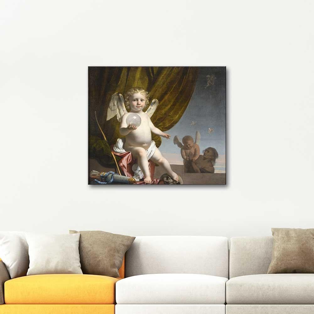 Caesar van Everdingen Amor Holding a Glas Orb Art Print