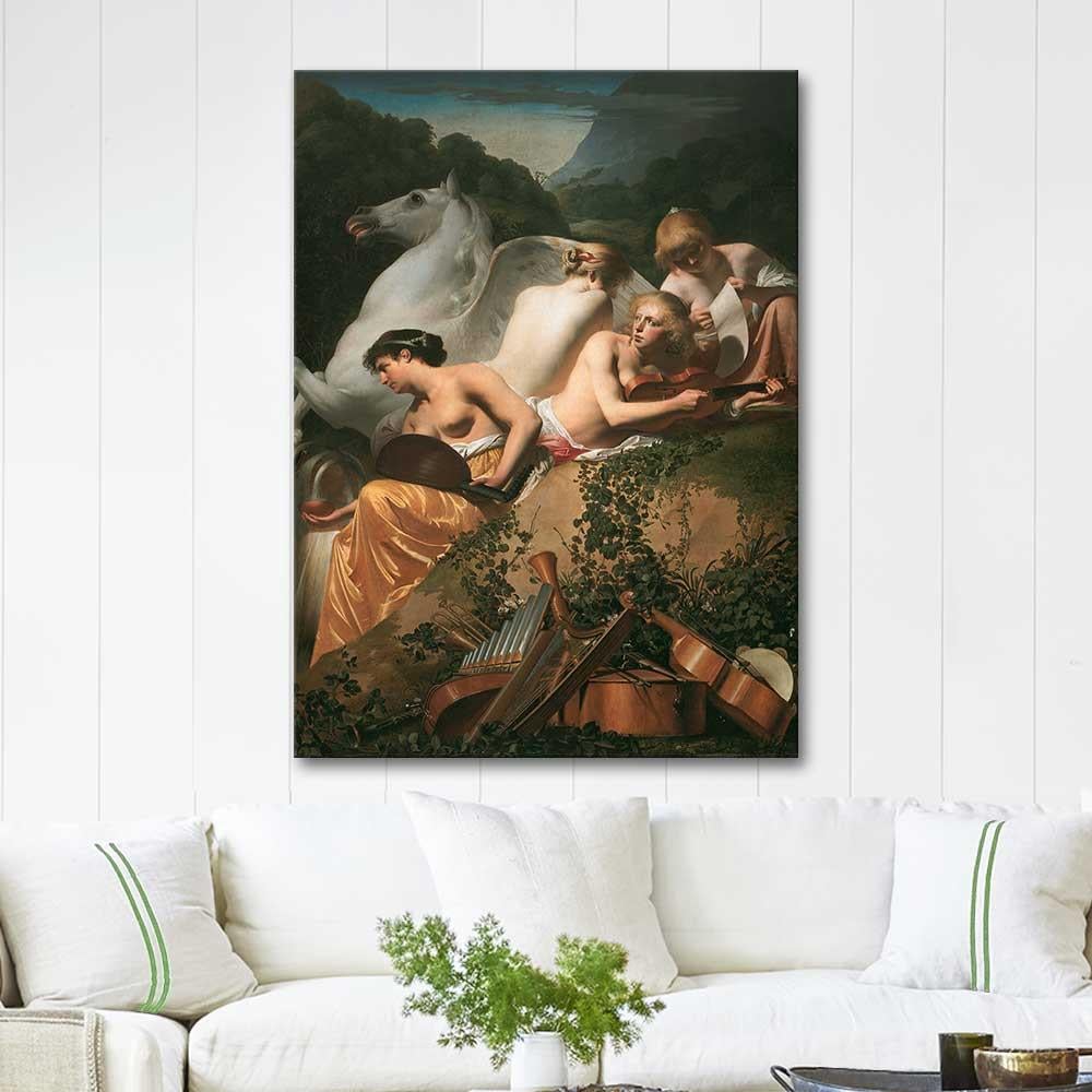 Caesar van Everdingen Four Muses and Pegasus Art Print