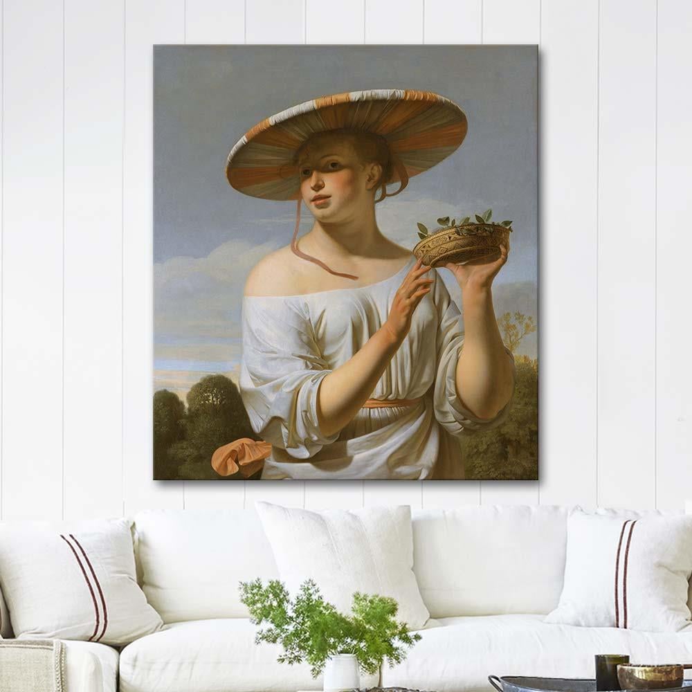 Caesar van Everdingen Girl Holding a Basket of Plums Art Print