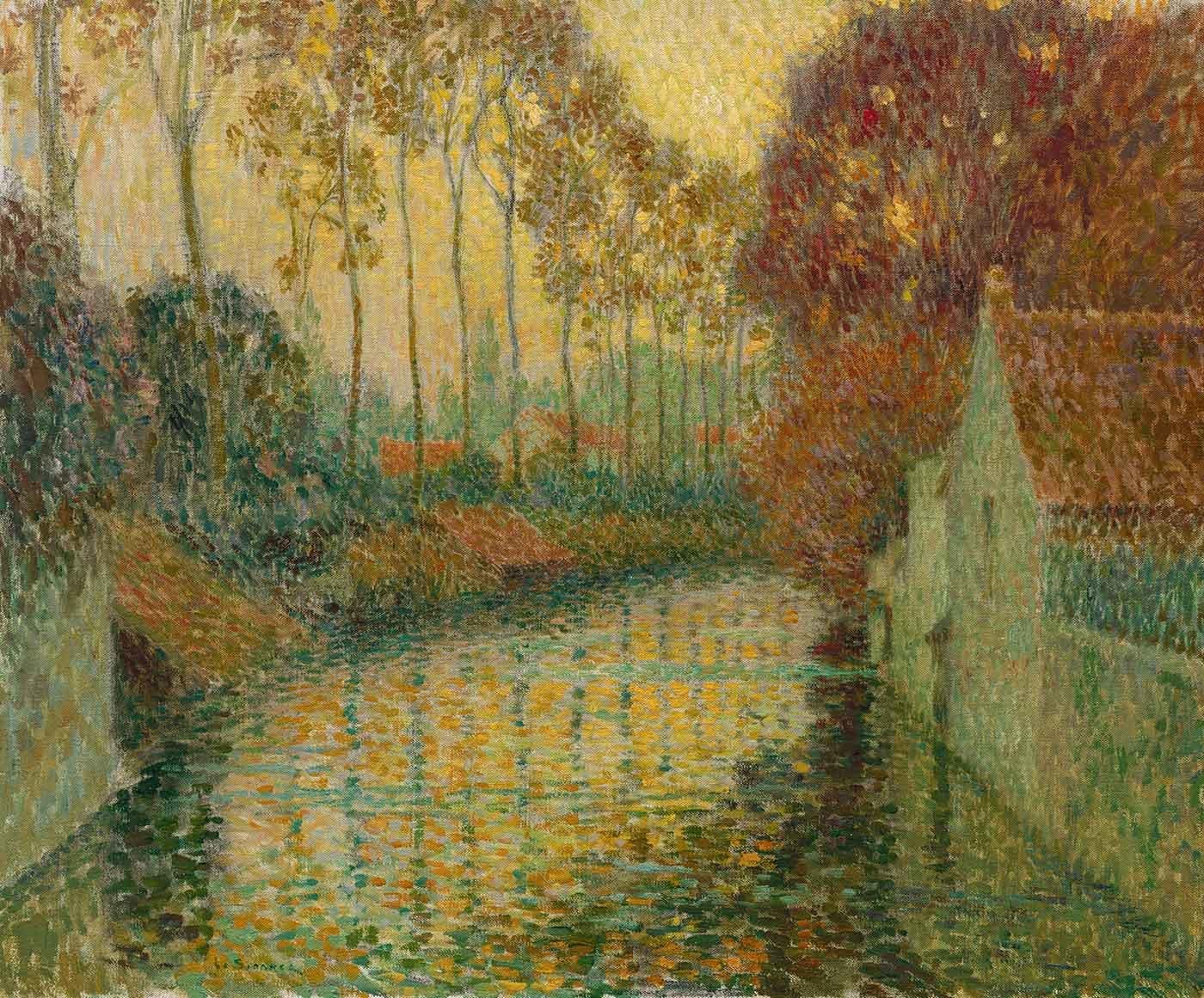 Henri Le Sidaner Sonbaharda Gisors Kanalı Kanvas Tablo