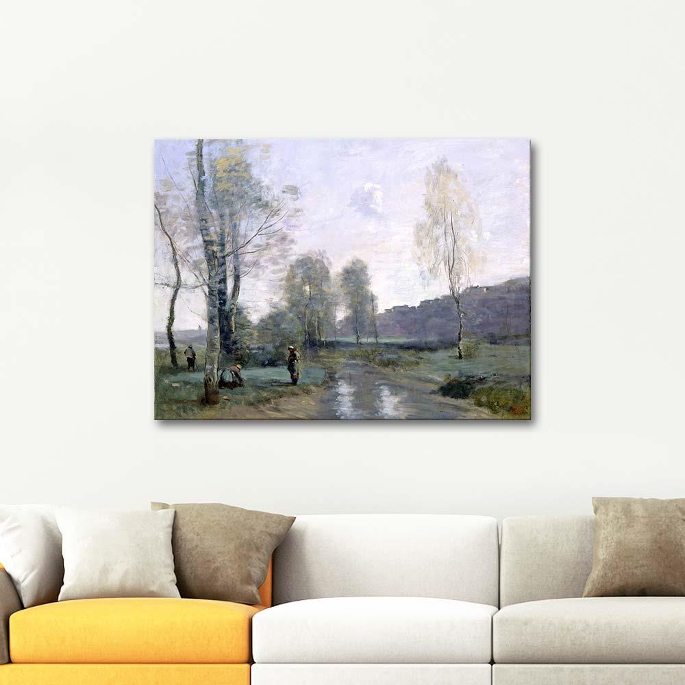 Canal in Picardy by Jean Baptiste Camille Corot as Art Print