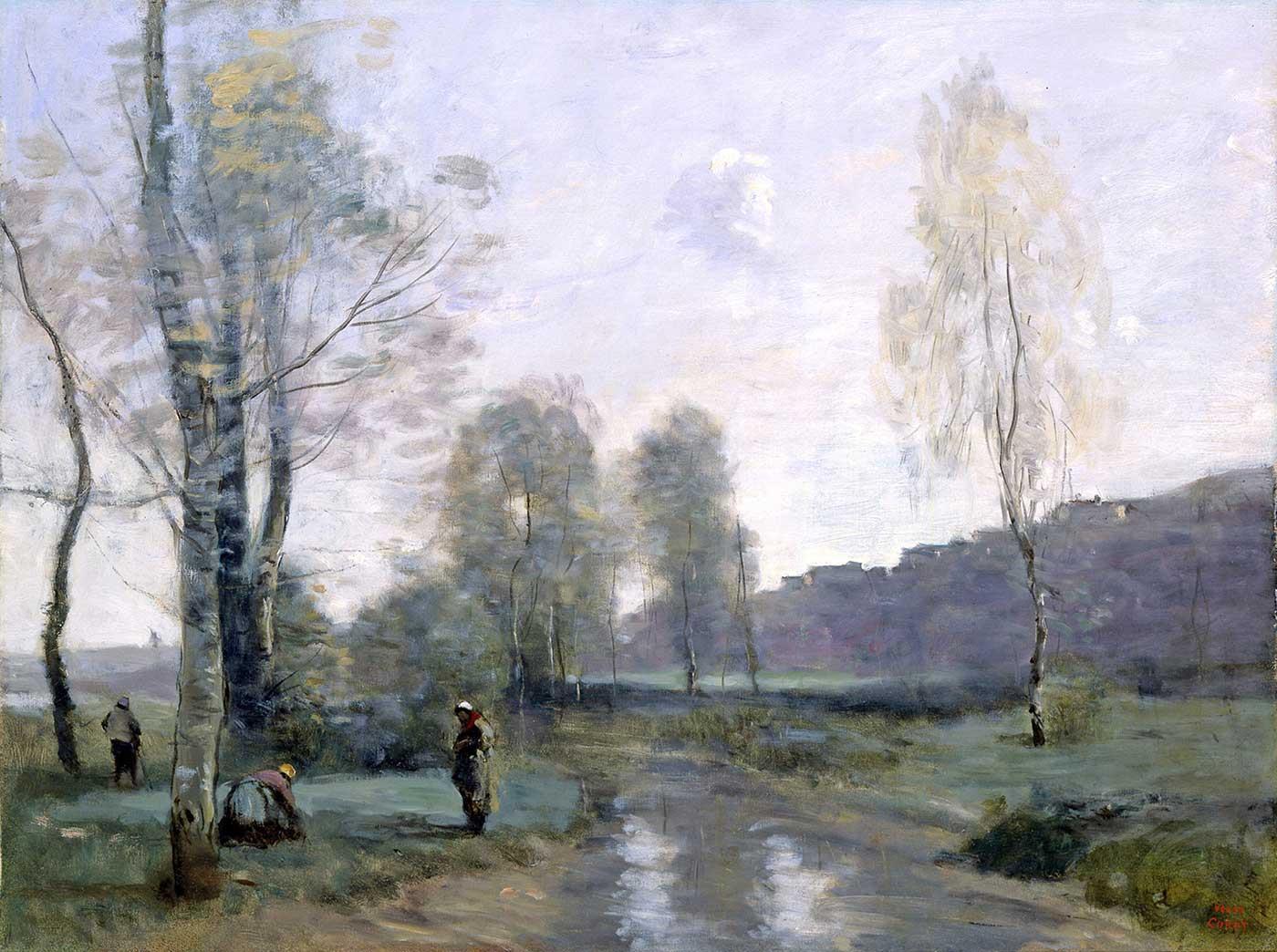 Canal in Picardy by Jean Baptiste Camille Corot as Art Print