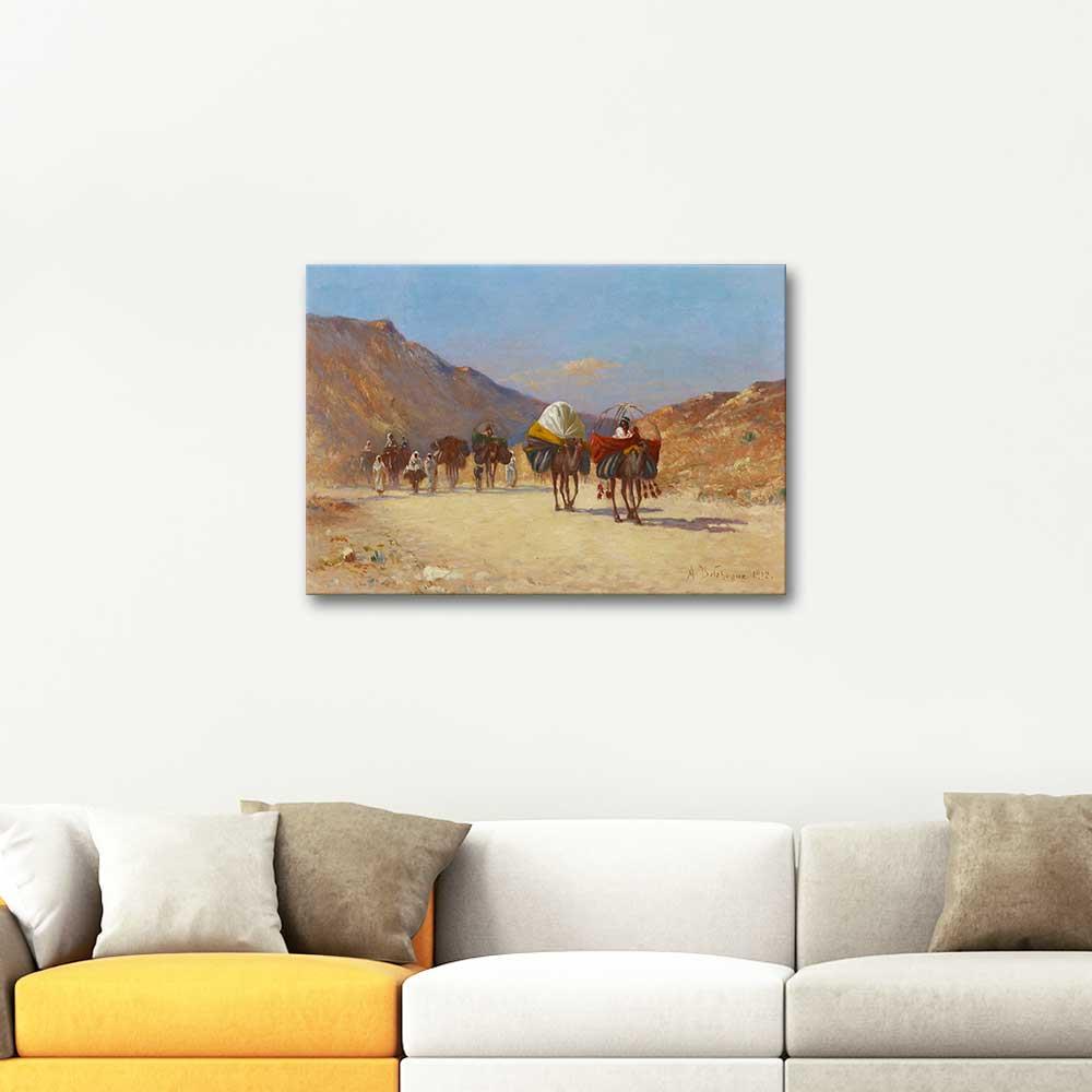 Caravan in Desert by Alexis Auguste Delahogue as Art Print