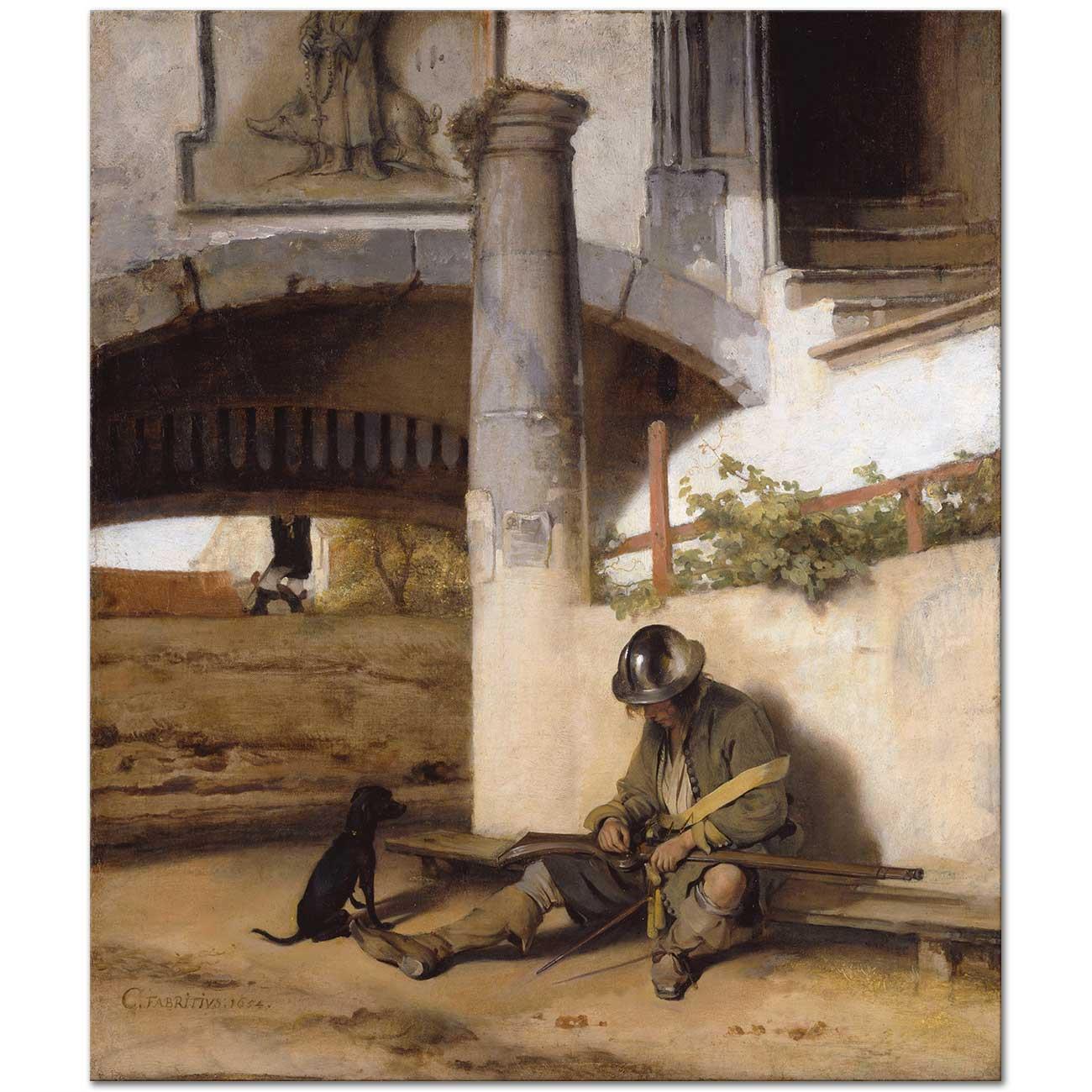 Carel Fabritius Uyuyan Nöbetçi Kanvas Tablo