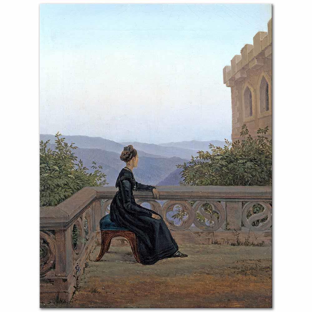 Carl Gustav Carus Balkondaki Kadın Kanvas Tablo