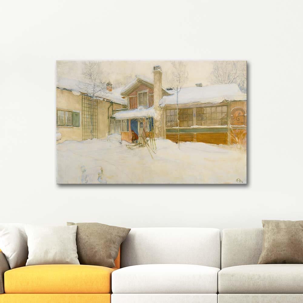 Carl Larsson My Country Cottage In Winter Art Print