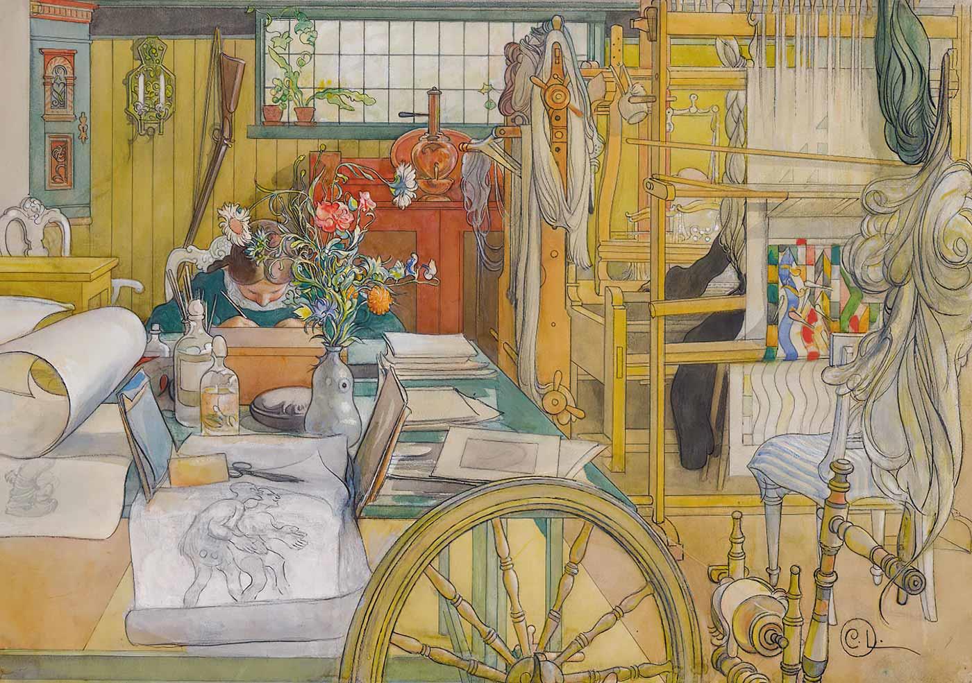Carl Larsson Atölye Kanvas Tablo